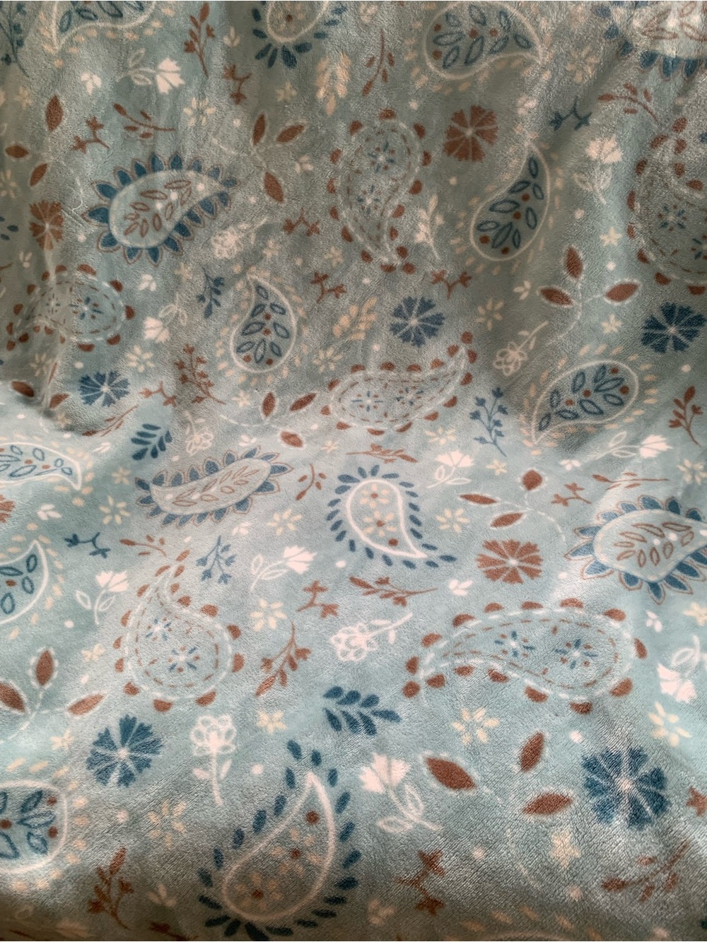 Sonoma Blue Paisley Print Throw Blanket with Cream and Brown Accents 62x50”